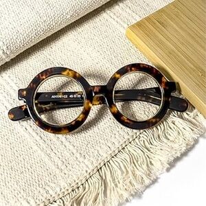 Retro Thick Round Eyeglasses Non-prescription Clear Lens